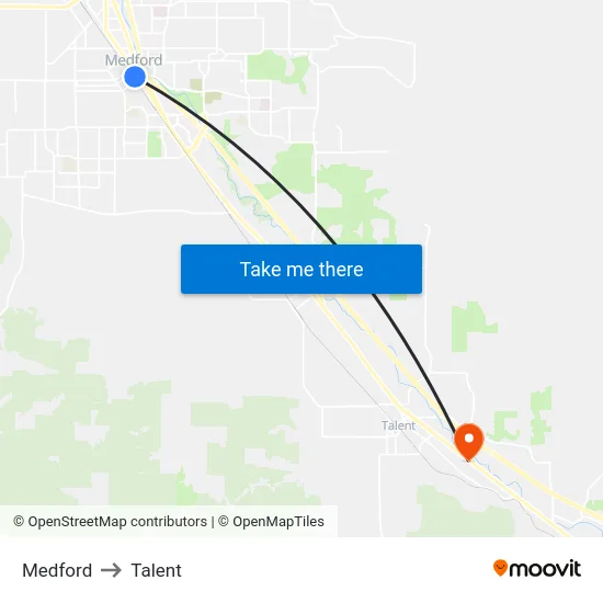 Medford to Talent map