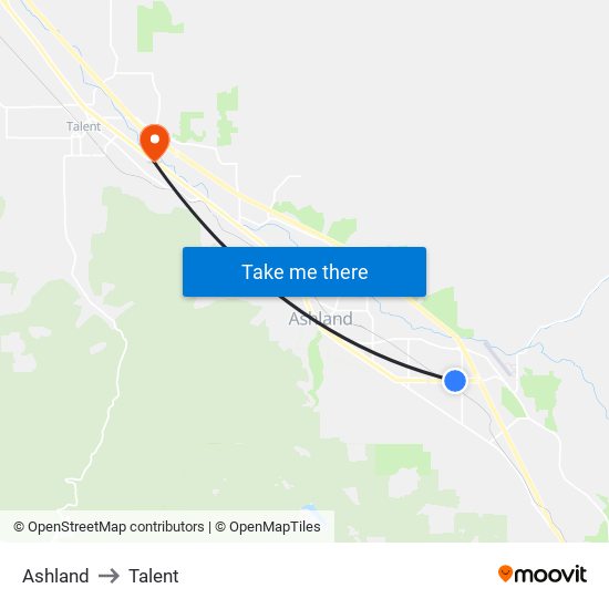 Ashland to Talent map