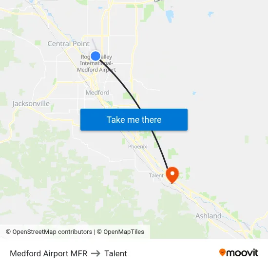 Medford Airport MFR to Talent map