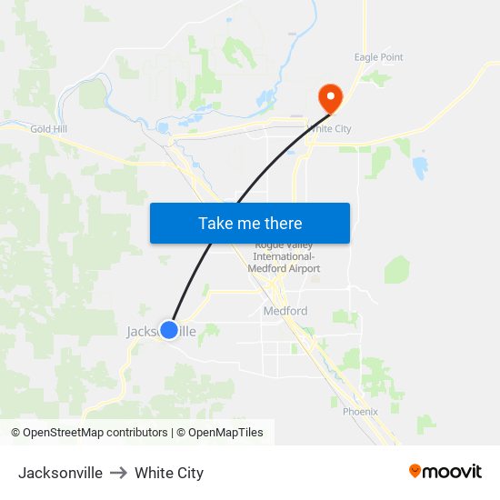 Jacksonville to White City map