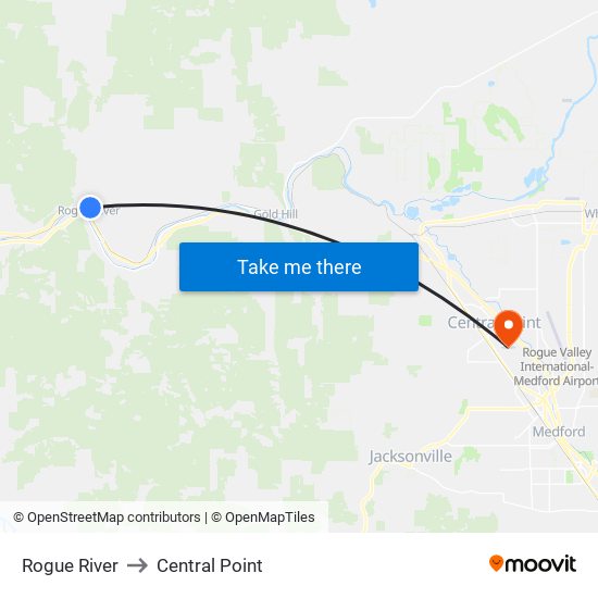 Rogue River to Central Point map