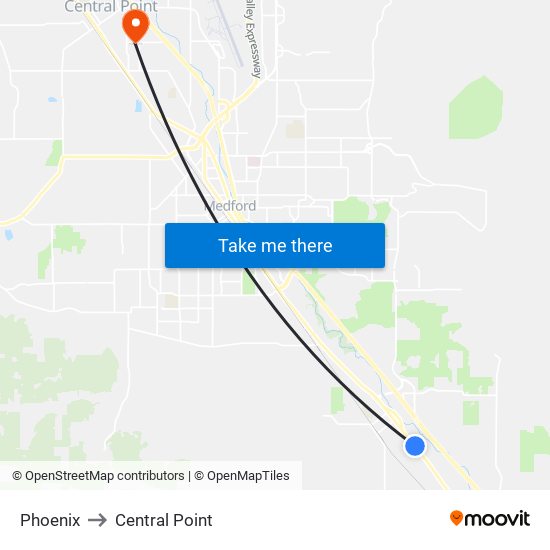 Phoenix to Central Point map
