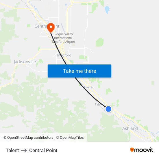 Talent to Central Point map
