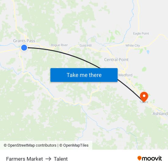 Farmers Market to Talent map