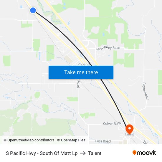 S Pacific Hwy - South Of Matt Lp to Talent map