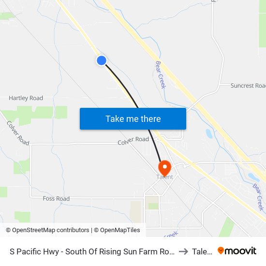 S Pacific Hwy - South Of Rising Sun Farm Road to Talent map