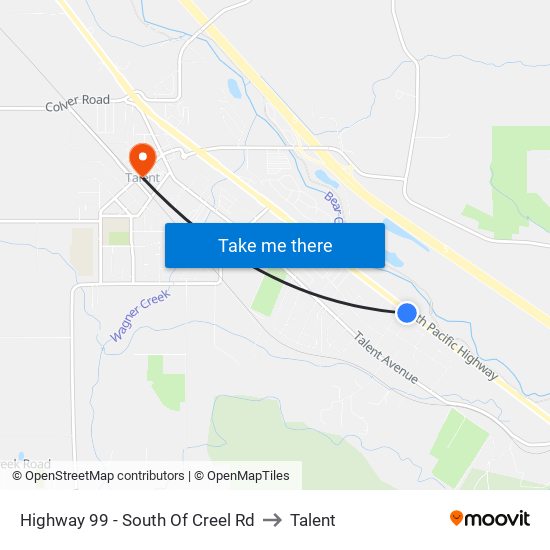 Highway 99 - South Of Creel Rd to Talent map