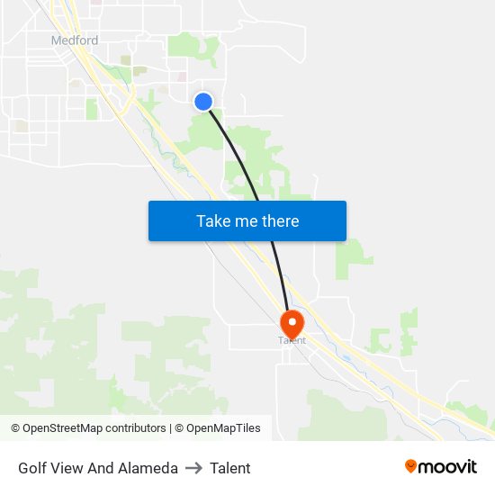 Golf View And Alameda to Talent map