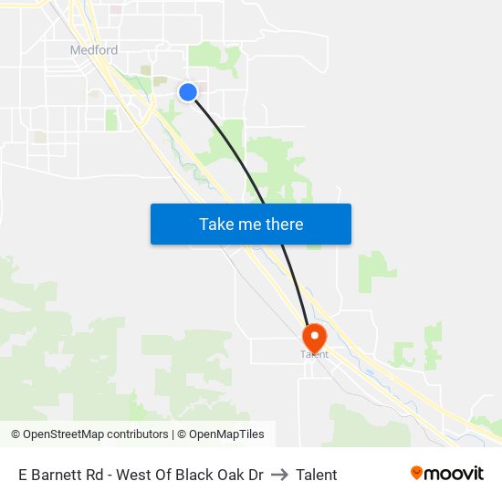 E Barnett Rd - West Of Black Oak Dr to Talent map