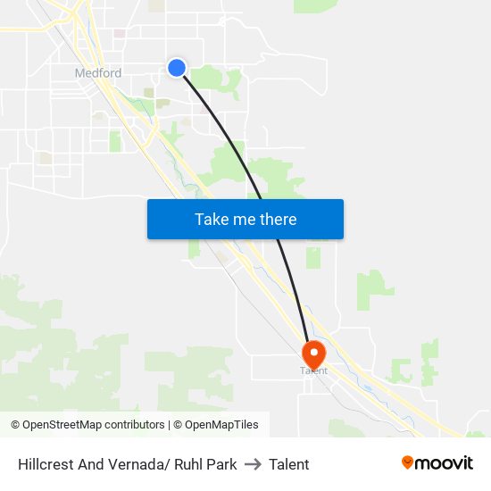 Hillcrest And Vernada/ Ruhl Park to Talent map