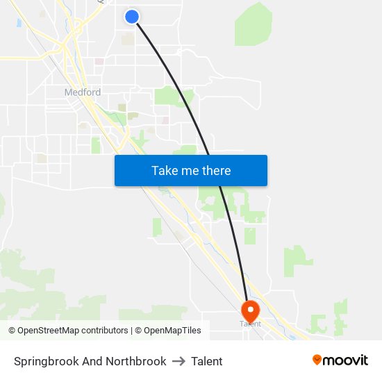 Springbrook And Northbrook to Talent map