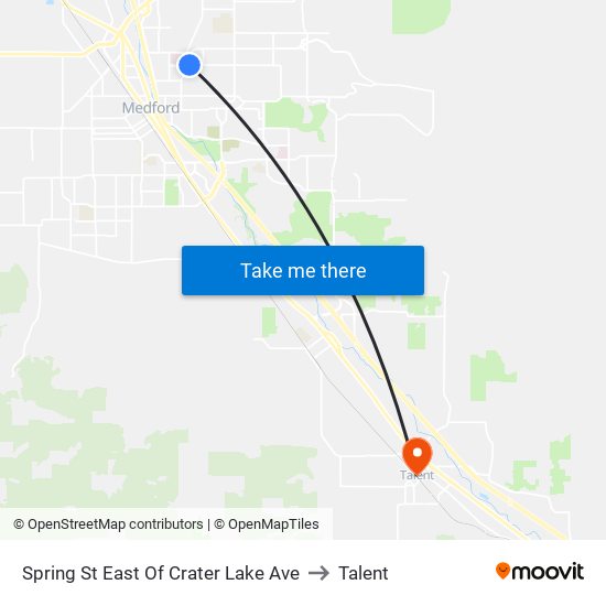 Spring St East Of Crater Lake Ave to Talent map