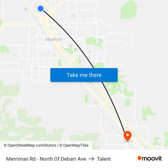 Merriman Rd - North Of Debarr Ave to Talent map