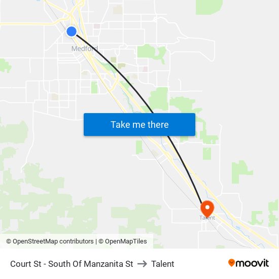Court St - South Of Manzanita St to Talent map
