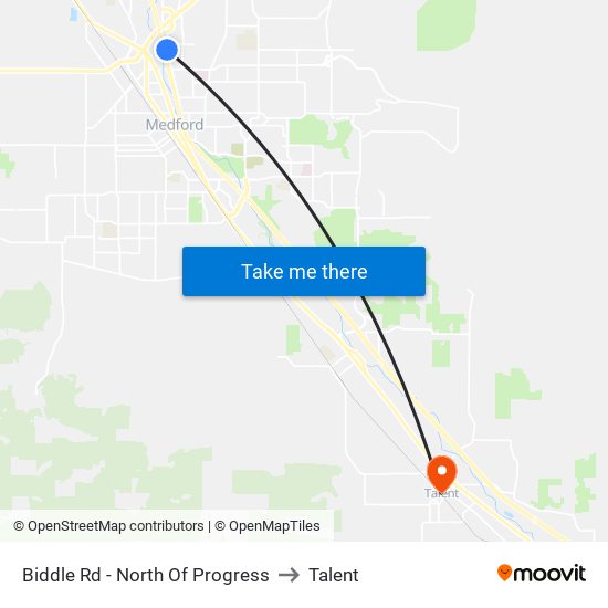 Biddle Rd - North Of Progress to Talent map