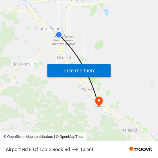Airport Rd E Of Table Rock Rd to Talent map