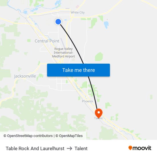 Table Rock And Laurelhurst to Talent map