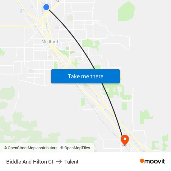 Biddle And Hilton Ct to Talent map