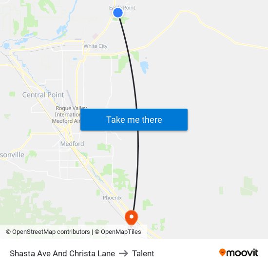 Shasta Ave And Christa Lane to Talent map