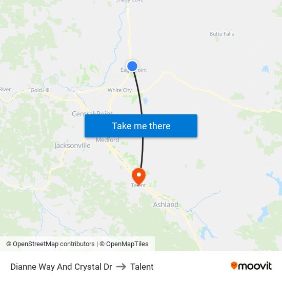 Dianne Way And Crystal Dr to Talent map