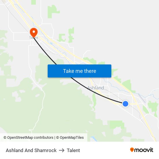 Ashland And Shamrock to Talent map