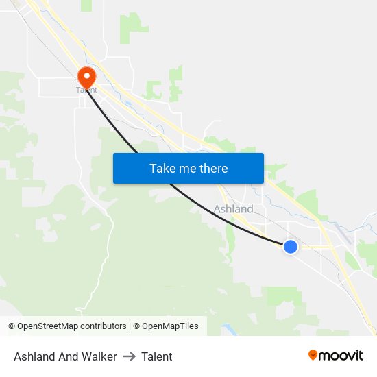 Ashland And Walker to Talent map