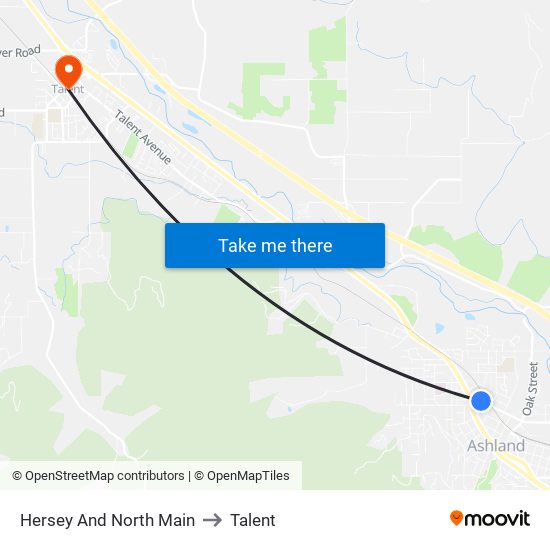 Hersey And North Main to Talent map