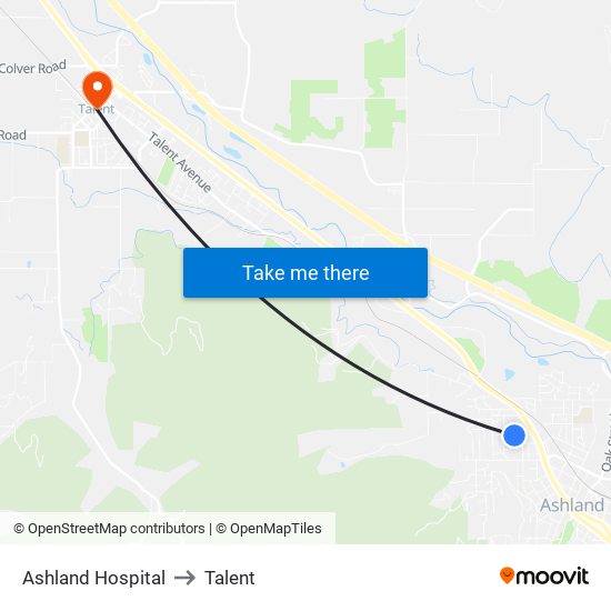 Ashland Hospital to Talent map