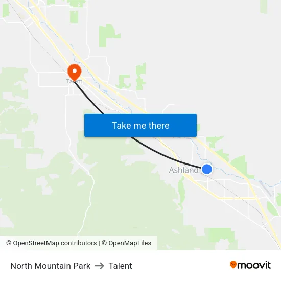 North Mountain Park to Talent map