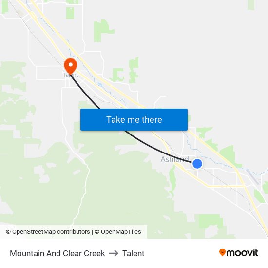 Mountain And Clear Creek to Talent map