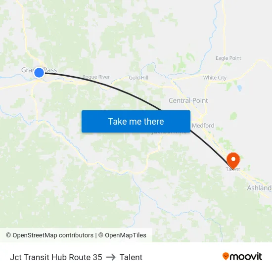 Jct Transit Hub Route 35 to Talent map