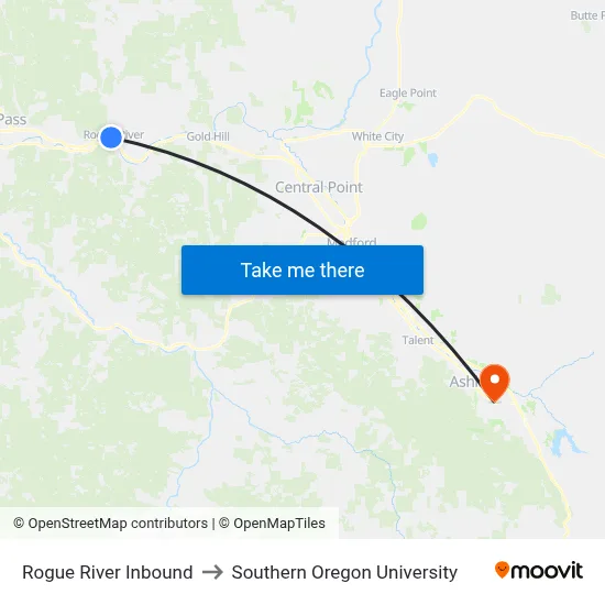 Rogue River Inbound to Southern Oregon University map