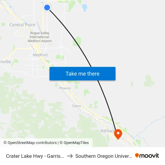 Crater Lake Hwy - Garrison's to Southern Oregon University map