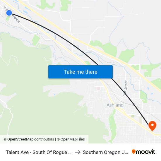 Talent Ave - South Of Rogue River Pkwy to Southern Oregon University map