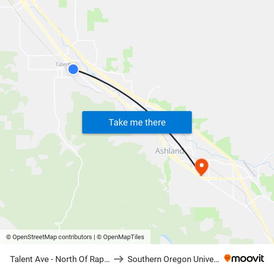 Talent Ave - North Of Rapp Rd to Southern Oregon University map