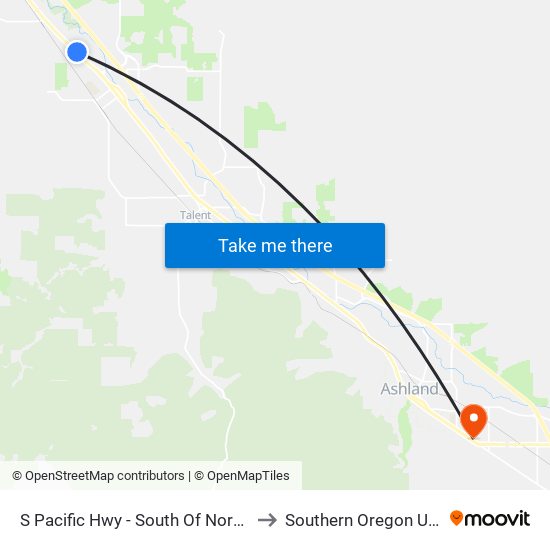 S Pacific Hwy - South Of Northridge Terr to Southern Oregon University map