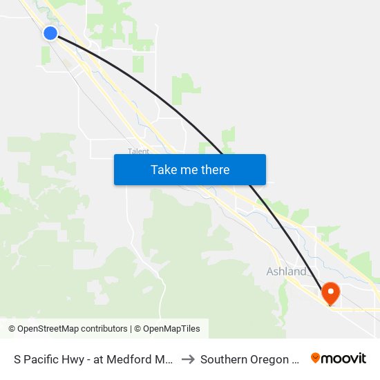 S Pacific Hwy - at Medford Mobile Estates to Southern Oregon University map