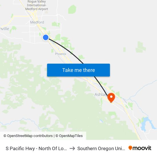 S Pacific Hwy - North Of Lowery Ln to Southern Oregon University map