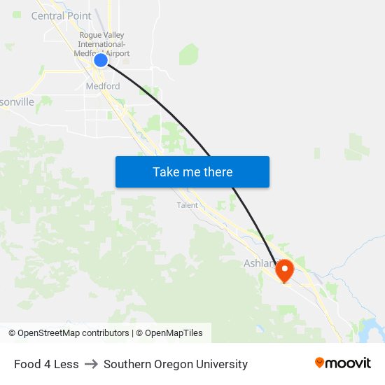 Food 4 Less to Southern Oregon University map