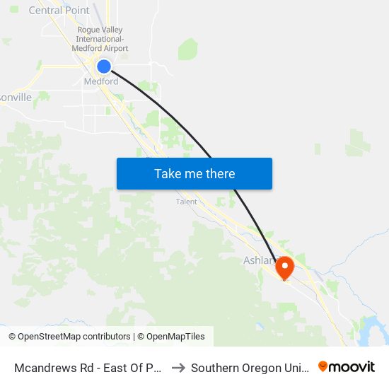 Mcandrews Rd - East Of Poplar Dr to Southern Oregon University map