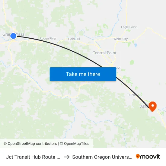 Jct Transit Hub Route 35 to Southern Oregon University map