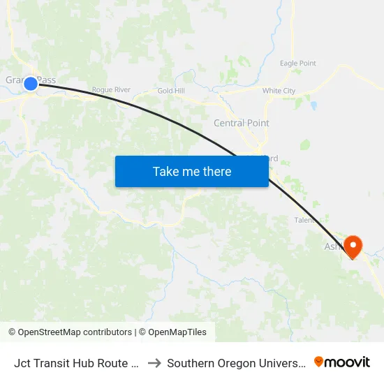 Jct Transit Hub Route 50 to Southern Oregon University map