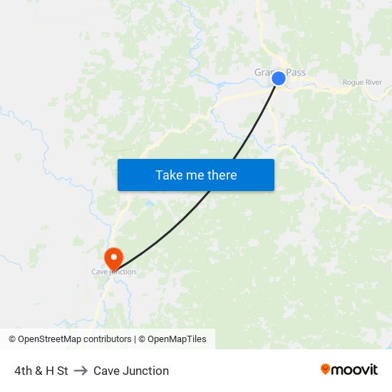 4th & H St to Cave Junction map