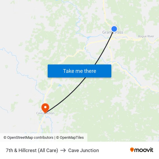 7th & Hillcrest (All Care) to Cave Junction map