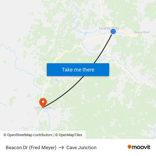 Beacon Dr (Fred Meyer) to Cave Junction map