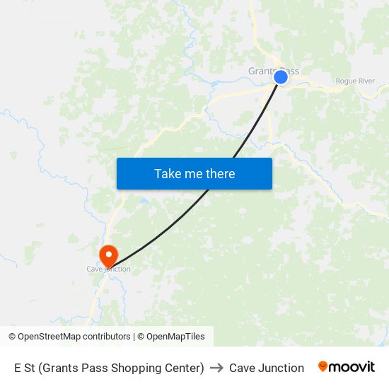 E St (Grants Pass Shopping Center) to Cave Junction map