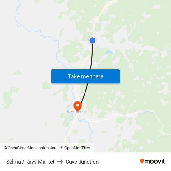 Selma / Rays Market to Cave Junction map