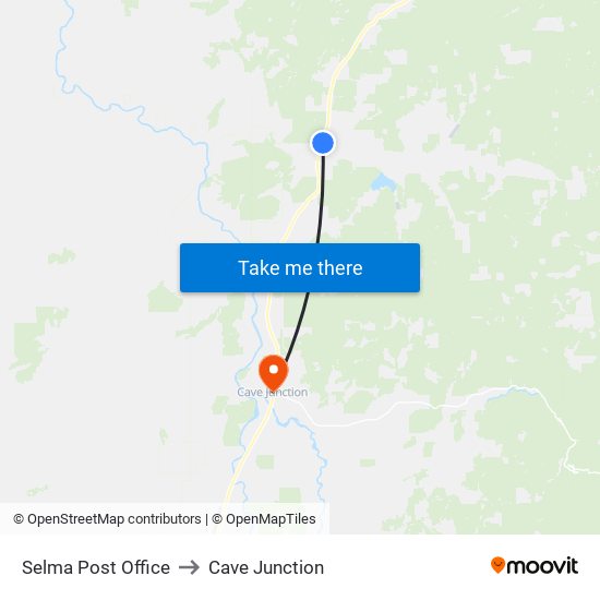 Selma Post Office to Cave Junction map