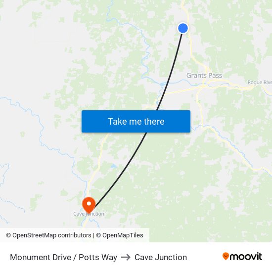 Monument Drive / Potts Way to Cave Junction map