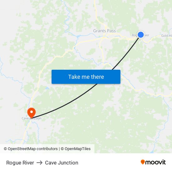 Rogue River to Cave Junction map